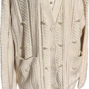 2X Future Collective NWT Women's Pearl Embellished Relaxed Cardigan